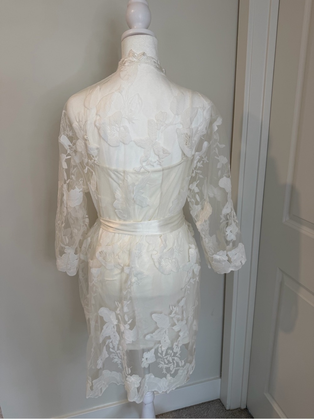 White Lace Sheer Robe - Picture 2 of 13